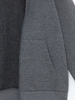 Kap??onlu Erkek ?ocuk Kal?n Fermuarl? Sweatshirt