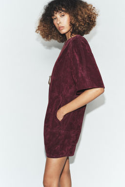 100% LEATHER SUEDE SHORT DRESS - Zara фото 17