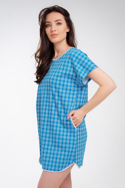 Туника женская Социал клетка голубая