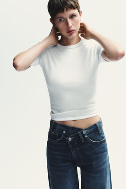 TRF WIDE-LEG CROSSED WAIST HIGH-WAIST JEANS - Zara фото 3
