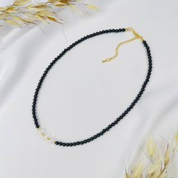 Бусы из черного Агата и Горного хрусталя 40 см +