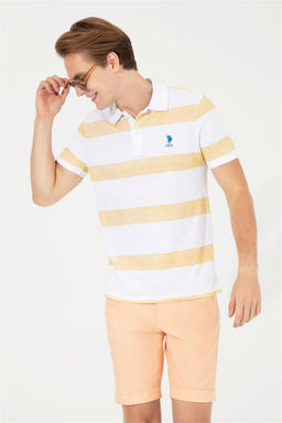 U. S. Polo Assn Мужская шафрановая футболка-поло с воротником-поло - U.s. polo assn фото 10