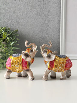 Набор фигурок полистоун «Два императорских слона в красно-золотой попоне», 2 шт., 5×11.5×13 см