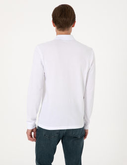 Beyaz Slim Fit K_vr_lmaz Polo Yaka Basic Pike Sweatshirt - Pierre cardin фото 5