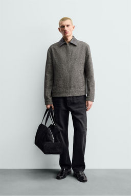 CONTRAST TEXTURED LEATHER JACKET ORIGINS