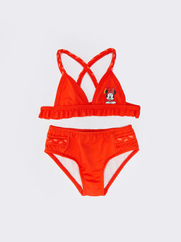 Esnek Kuma?tan Minnie Mouse Bask?l? K?z Bebek Bikini Tak?m? 2li