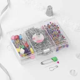 Набор булавок: портновские, с круглым концом, английские, 22 / 37 / 40 мм, 422 шт., разноцветный