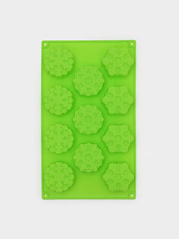 Форма для выпечки новогодняя Доляна Снежинка, силикон, 30?17.5 см, 11 ячеек, салатовая