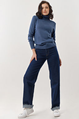 Водолазка из полушерстяной пряжи джинсовая