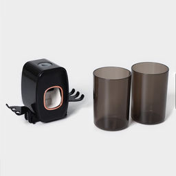 Держатель для зубных щёток с выдавливателем для зубной пасты, стакан 2 шт., 2010.26.2 см, чёрный - Simaland фото 7