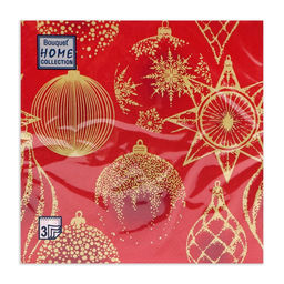 Цена за 2 шт. Салфетки новогодние бумажные Home Collection Золотые украшения на красном, 3 слоя, 33?33 см, 20 шт.