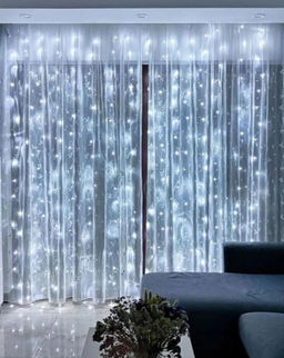 Гирлянда штора на окно хвойная лапа 3х2, холодный свет