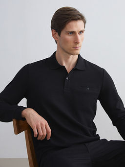 Polo Yaka Uzun Kollu Erkek Sweatshirt