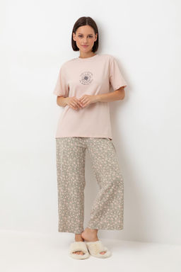 Е 20126/персиковый румянец,полевые цветы пижама жен