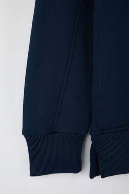 Lacivert Oversize/Genis Kesim Fermuarl? Kapusonlu Ici Polarl? Basic Sweatshirt TMNAW25SW00050