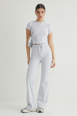 Gri Melanj Fitted/Vucuda Oturan Esnek Orme Alt - Ust Tak?m TWOSS25AU00053