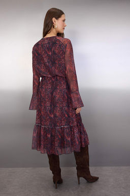 Bordo Soyut Baglama Detayl? Midi Orme Elbise TWOAW26EL00164 - Trendyolmilla фото 3