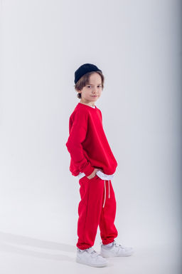 072 Детский костюм, красный (3хнитка петля)