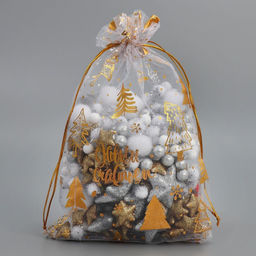 Набор мешков «С Новым счастьем!», органза, 10 шт, 16 х 24 см