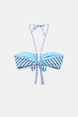 TOP BIKINI BANDEAU ESTAMPADO RAYAS / Azul - Zara фото 7