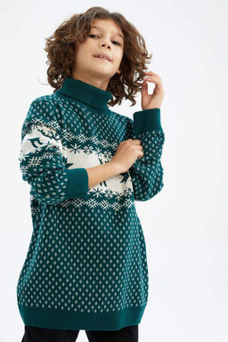 Свитер с воротником на рождественскую тематику для мальчика