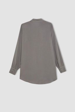 Рубашка-туника стандартного кроя с длинными рукавами - Defacto фото 10