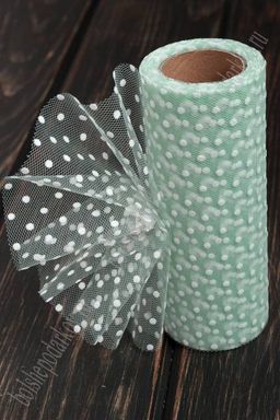 Фатин в горошек 15 см*10 ярд (SF-2941) светло-аквамариновый №47