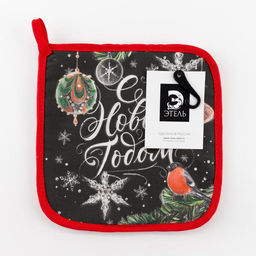 Прихватка С Новым Годом 19х19см, саржа, 100% х/л,ватин 250г/м2 - Этель фото 5