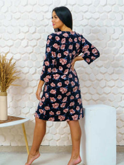 Халат женский, цвет синий розовый