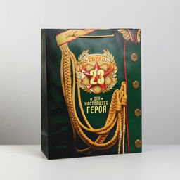 Пакет подарочный ламинированный, упаковка, «Для настоящего героя!», L 31 х 40 х 11.5 см