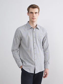 Regular Fit Uzun Kollu Ekose Gabardin Erkek G?mlek