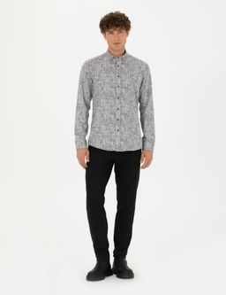 Рубашка Pierre Cardin Slim Fit серая с длинным рукавом