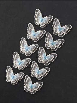 Аппликация для одежды «Бабочка», текстильная, 5×4 см, 10 шт., белая, голубая