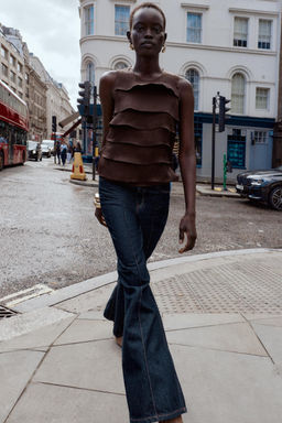 SATIN TOP WITH RUFFLES