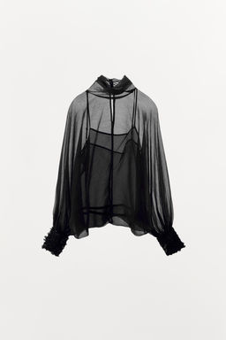 ZW COLLECTION SEMI-SHEER BLOUSE - Zara фото 12