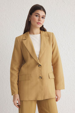 TRENDYOLMILLA Camel Jakarl? Regular Astarl? Dokuma Blazer Ceket TWOSS25BC00021  фото 2
