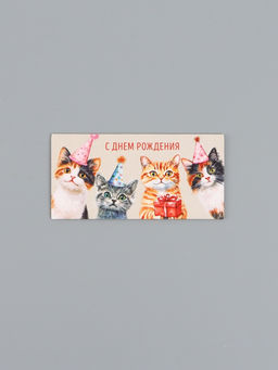 Цена за 10 шт. Конверт для денег «С Днем Рождения», котики, 16,5 х 8 см