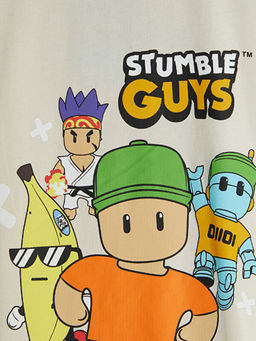 Bisiklet Yaka Stumble Guys Bask?l? Erkek ?ocuk Ti??rt