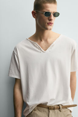 CAMISETA CUELLO PANADERO IRREGULAR / Crudo - Zara фото 6