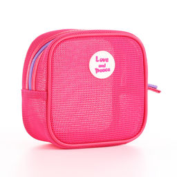 Косметичка на молнии, маленькая, сетчатая, Любовь и мир, малиновый