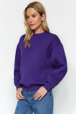 TRENDYOLMILLA Siyah Kal?n Ici Polarl? Regular/Normal Kal?p Bisiklet Yaka Basic Orme Sweatshirt TWOAW24SW00101  фото 28