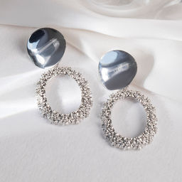 Серьги металл Эврика овальные, цвет серебро - Queen fair фото 2