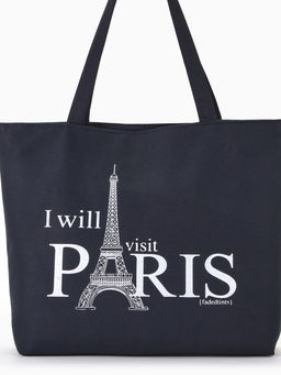 Сумка текстильная шопер на молнии с подкладкой, 42×9×32 см, с рисунком, чёрная/белая