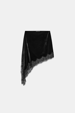 ZW COLLECTION ASYMMETRIC VELVET LACE SKIRT - Zara фото 4