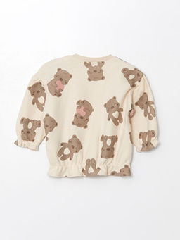 Bisiklet Yaka Uzun Kollu Bask?l? K?z Bebek Sweatshirt ve E?ofman Alt 2li Tak?m - Waikiki фото 3