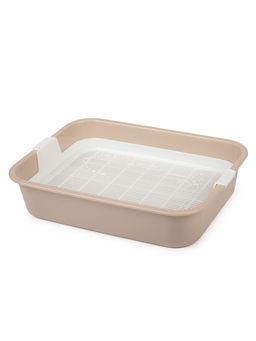 Туалет для кошек "Мур-мяу", 33×25×7 см с сеткой, пластик, бежевый