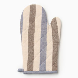 Варежка - прихватка «Доляна. Полоса», 28×17 см, серый/синий