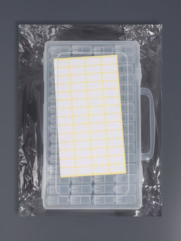 Органайзер для хранения мелочей, 64 баночки, 13×22×5 см, с наклейками, прозрачный