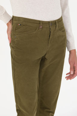 Erkek Regular Fit Haki Kanvas Pantolon