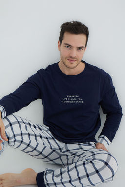 TRENDYOL MAN Lacivert Orme Pijama Tak?m? TMNAW25PT00071 - Trendyolmilla фото 8